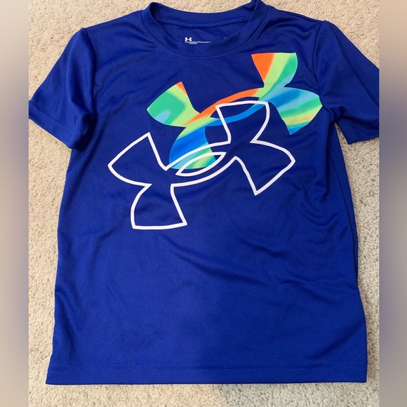 Under Armour Other - Under Armour Boys Size 5 Blue Logo Athletic T Shirt Youth 5 Loose Fit
